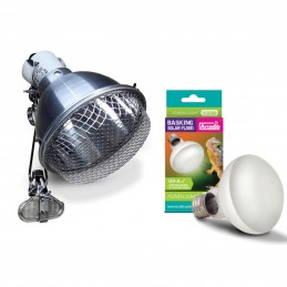 Zestaw Oprawa Klosz do lampy grzewczej + Żarówka grzewcza UVA 3200K Solar Basking Floodlight-150W