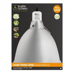 Reptile Systems Ceramic Clamp Lamp Silver LARGE 200W - A Lamp Holder and Spun Reflector